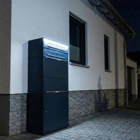 Metzler Paketbox XL mit 2 Briefkästen | LED | RAL 7016 Anthrazit | Bispo Max 2