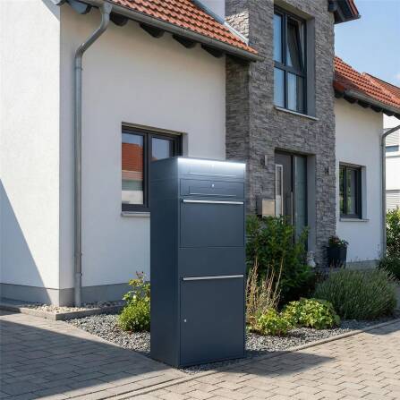 Metzler Paketbox XL mit 2 Briefkästen | LED | RAL 7016 Anthrazit | Bispo Max 2