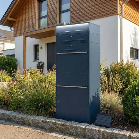 Metzler Paketbox XL mit 3 Briefkästen | LED | RAL 7016 Anthrazit | Bispo Max 2