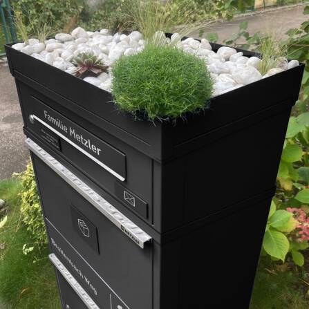 Metzler Cassetta per pacchi con cassetta postale | Antracite | personalizzato con incisione | Targhetta in acciaio inox | con apertura per lettere | Taren