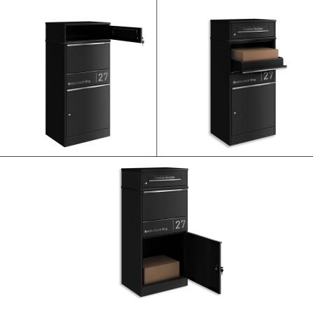 Metzler Cassetta per pacchi con cassetta postale | Antracite | personalizzato con incisione | Targhetta in acciaio inox | con apertura per lettere | Taren