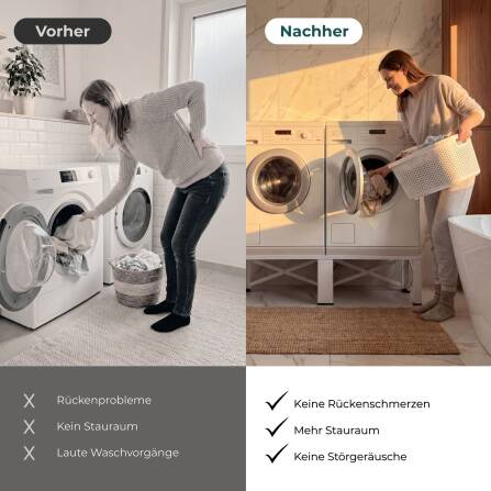 Metzler Doppelter Waschmaschinenständer | Untergestell für  Waschmaschinen & Trockner | Vibrationsdämpfend | Pulverbeschichtet in Weiß