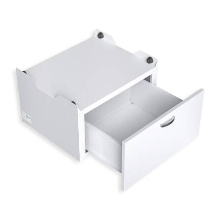 Metzler Waschmaschinenständer mit Schublade | Untergestell für Waschmaschine oder Trockner | Vibrationsdämpfend | Weiß