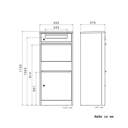 Metzler Brieffach für Paketbox | Modellreihe Bispo 2 | personalisiert mit Gravur