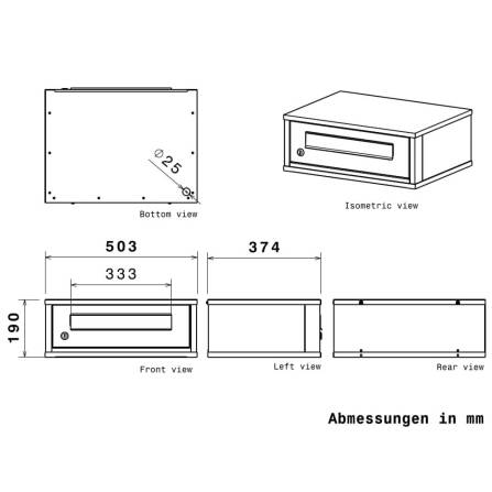 Metzler Brieffach für Paketbox | Modellreihe Bispo 2 | personalisiert mit Gravur