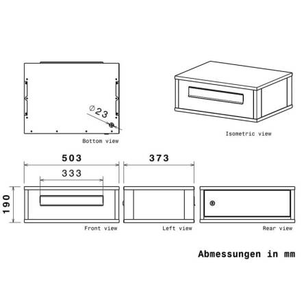 Metzler Brieffach für Paketbox Modellreihe Zivo Renz | austauschbares Namensschild