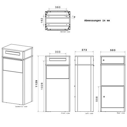 Metzler Brieffach für Paketbox Modellreihe Zivo Renz | austauschbares Namensschild