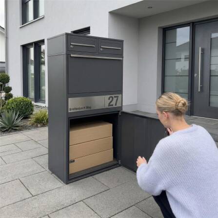 Metzler Paketbox XL mit zwei Briefkästen | austauschbarer Papiereinleger | personalisiert mit Gravur | Bispo Max 2