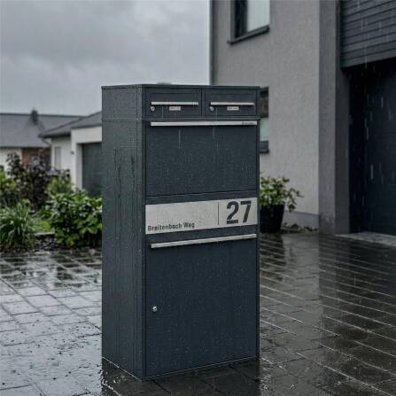 Metzler Paketbox XL mit zwei Briefkästen | austauschbarer Papiereinleger | personalisiert mit Gravur | Bispo Max 2