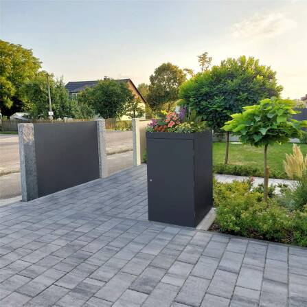 Metzler Mülltonnenbox mit Pflanzdach | 1er | 240l | aus Aluminium | rostfrei & massiv