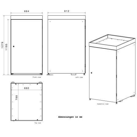 Metzler Mülltonnenbox mit Pflanzdach | 1er | 240l | aus Aluminium | rostfrei & massiv | Grau