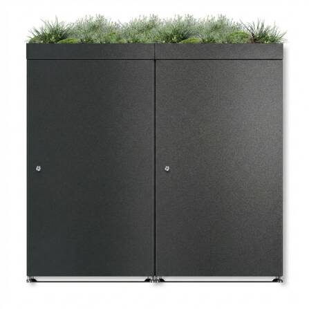 Metzler Cache-poubelles avec toit végétal | 2x | 240l | en aluminium | inoxydable & massif | Anthracite RAL 7016