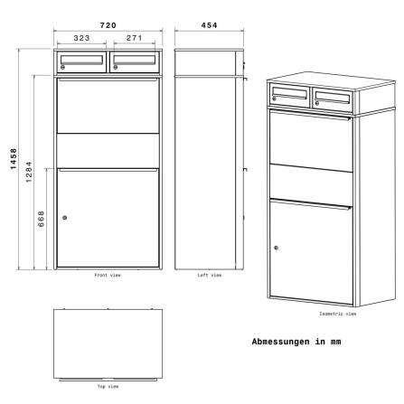 Metzler Paketbox XL mit zwei Briefkästen | austauschbarer Papiereinleger | personalisiert mit Gravur | Eisenglimmer | Bispo Max 2