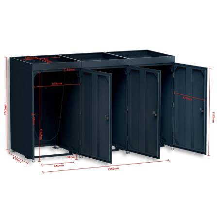 Metzler Mülltonnenbox mit Pflanzdach | 3er | 240l | aus Aluminium | rostfrei & massiv