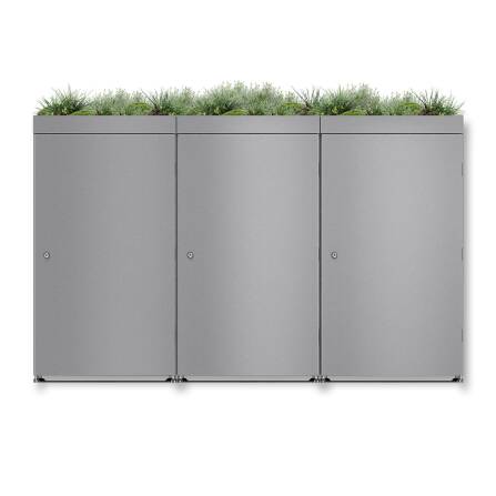 Metzler Cache-poubells avec toit végétal | 3x | en aluminium | inoxydable et massif  | Anthracite RAL 7016