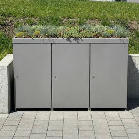 Metzler Cache-poubells avec toit végétal | 3x | en aluminium | inoxydable et massif  | Anthracite RAL 7016