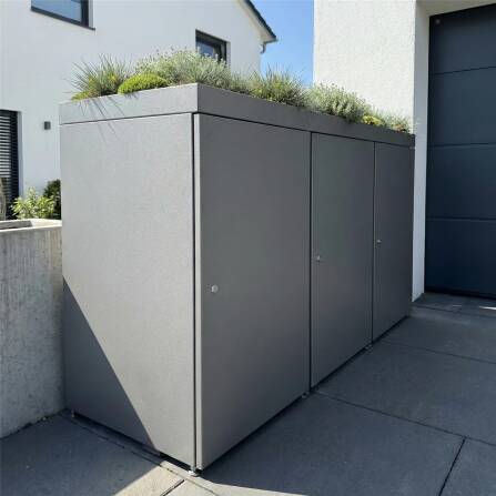 Metzler Cache-poubells avec toit végétal | 3x | en aluminium | inoxydable et massif  | Anthracite RAL 7016