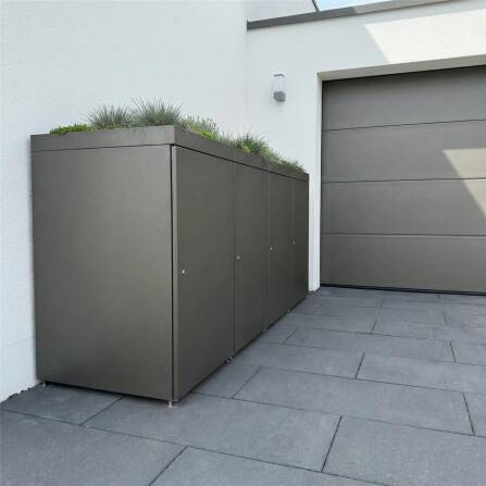 Metzler Cache-poubelles avec toit végétal | 4x | 240 l | en aluminium | inoxydablle & massif | Anthracite RAL 7016