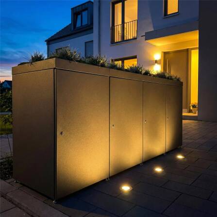 Metzler Cache-poubelles avec toit végétal | 4x | 240 l | en aluminium | inoxydablle & massif | Anthracite RAL 7016