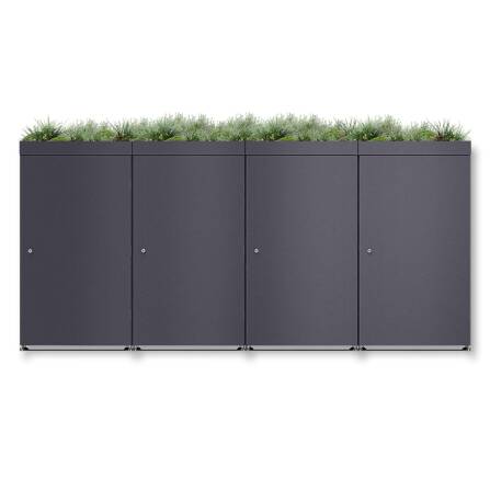 Metzler Cache-poubelles avec toit végétal | 4x | 240 l | en aluminium | inoxydablle & massif | Anthracite RAL 7016