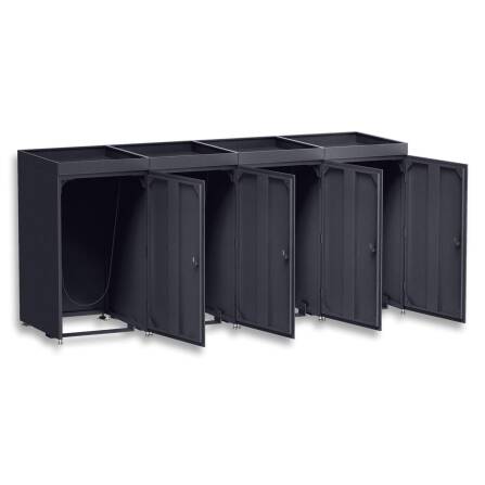 Metzler Cache-poubelles avec toit végétal | 4x | 240 l | en aluminium | inoxydablle & massif | Anthracite RAL 7016
