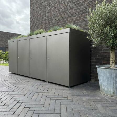 Metzler Cache-poubelles avec toit végétal | 4x | 240 l | en aluminium | inoxydablle & massif | Anthracite RAL 7016
