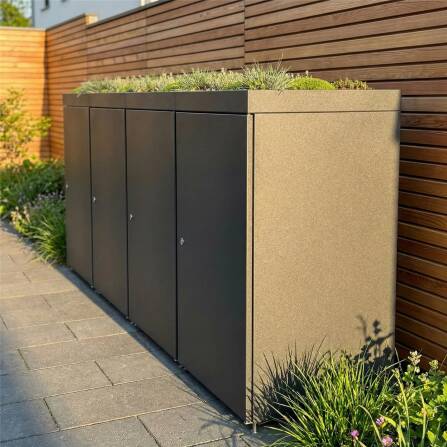 Metzler Cache-poubelles avec toit végétal | 4x | 240 l | en aluminium | inoxydablle & massif | Anthracite RAL 7016