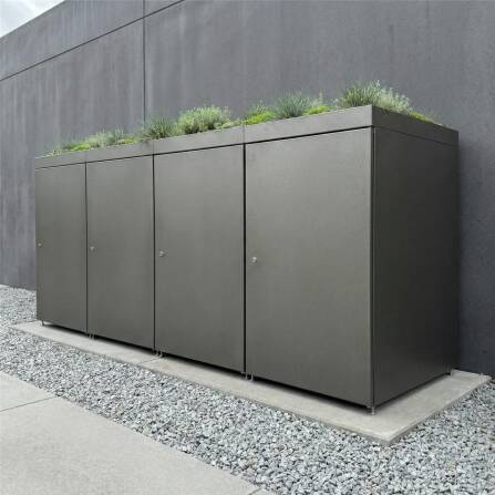 Metzler Cache-poubelles avec toit végétal | 4x | 240 l | en aluminium | inoxydablle & massif | Anthracite RAL 7016