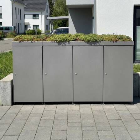 Metzler Cache-poubelles avec toit végétal | 4x | 240 l | en aluminium | inoxydablle & massif | Anthracite RAL 7016