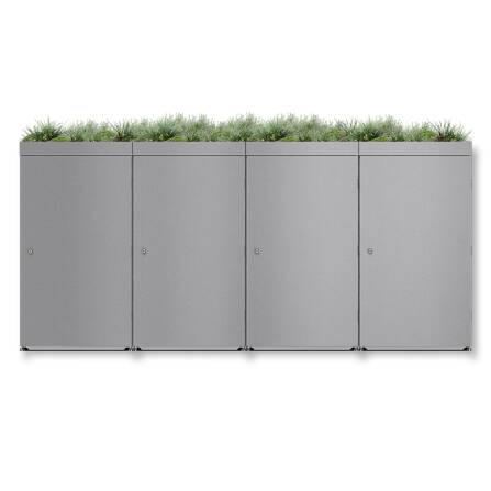Metzler Cache-poubelles avec toit végétal | 4x | 240 l | en aluminium | inoxydablle & massif | Anthracite RAL 7016
