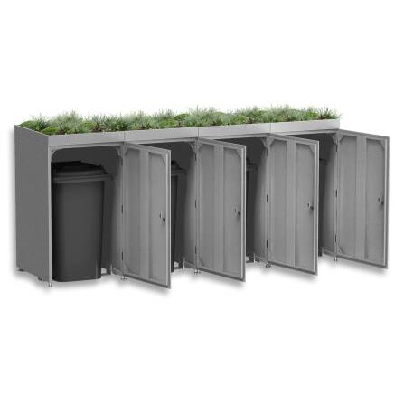Metzler Cache-poubelles avec toit végétal | 4x | 240 l | en aluminium | inoxydablle & massif | Anthracite RAL 7016