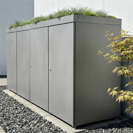 Metzler Cache-poubelles avec toit végétal | 4x | 240 l | en aluminium | inoxydablle & massif | Anthracite RAL 7016