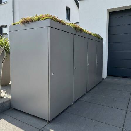 Metzler Cache-poubelles avec toit végétal | 4x | 240 l | en aluminium | inoxydablle & massif | Anthracite RAL 7016