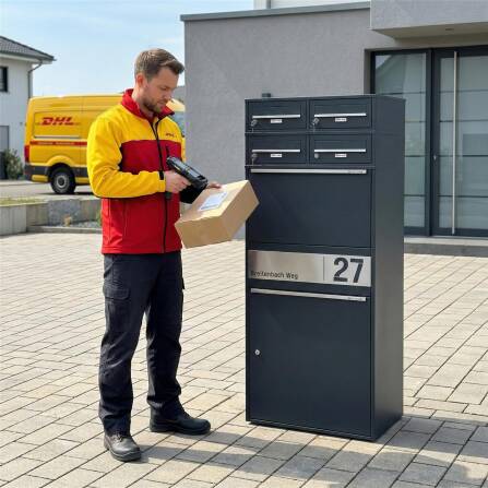 Metzler Boîte à colis XL avec 4 comaprtiments pour lettres | ´tiquette paier changeable | personnalisée avec gravure | Bispo Max 2