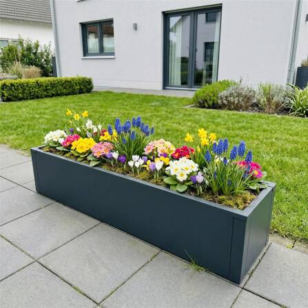 Metzler Hochbeet S für den Garten | kompakte Größe | RAL 7016 Anthrazitgrau | 25 x 100 x 27 cm