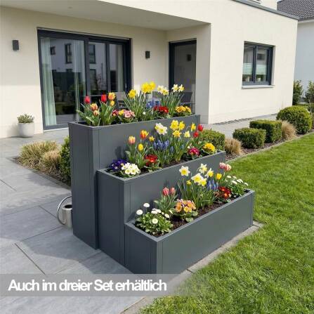 Metzler Hochbeet S für den Garten | kompakte Größe | RAL 7016 Anthrazitgrau | 25 x 100 x 27 cm