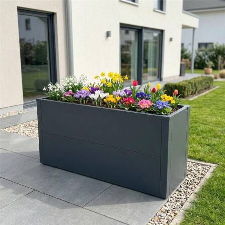 Metzler Hochbeet M für den Garten | kompakte Größe | RAL 7016 Anthrazitgrau | 25 x 100 x 52 cm