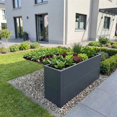 Metzler Hochbeet M für den Garten | kompakte Größe | RAL 7016 Anthrazitgrau | 25 x 100 x 52 cm