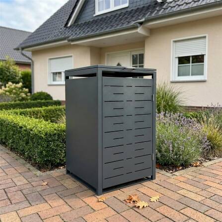 Metzler Design-Mülltonnenbox | 1er | 240l | Anthrazit RAL 7016 | horizontale Designlinien | Nexus