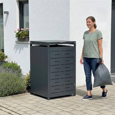 Metzler Design-Mülltonnenbox | 1er | 240l | Anthrazit RAL 7016 | horizontale Designlinien | Nexus