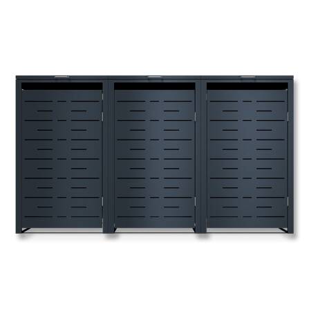 Metzler Design-Mülltonnenbox | 3er | 240l | Anthrazit RAL 7016 | horizontale Designlinien | Nexus