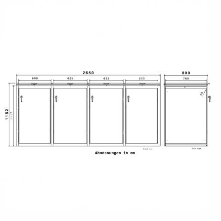 Metzler Design-Mülltonnenbox | 4er | 240l | Anthrazit RAL 7016 | horizontale Designlinien | Nexus