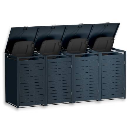 Metzler Design-Mülltonnenbox | 4er | 240l | Anthrazit RAL 7016 | horizontale Designlinien | Nexus