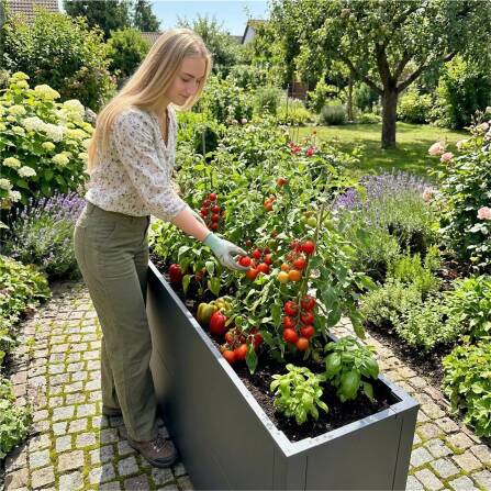 Metzler Hochbeet L für den Garten | kompakte Größe | RAL 7016 Anthrazitgrau | 25 x 100 x 77 cm