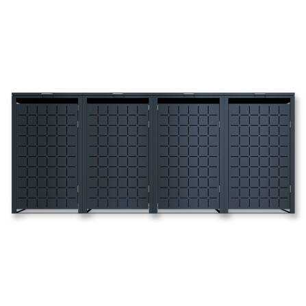 Metzler Design-Mülltonnenbox | 4er | 240l | Anthrazit RAL 7016 | Quadratmuster | Geo