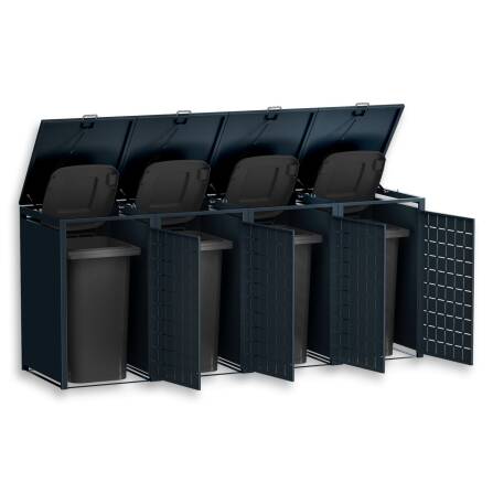Metzler Design-Mülltonnenbox | 4er | 240l | Anthrazit RAL 7016 | Quadratmuster | Geo
