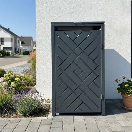 Metzler Design-Mülltonnenbox | 1er | 240l | Anthrazit RAL 7016 | Rautenmuster | Prisma