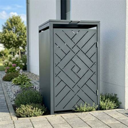 Metzler Design-Mülltonnenbox | 1er | 240l | Anthrazit RAL 7016 | Rautenmuster | Prisma