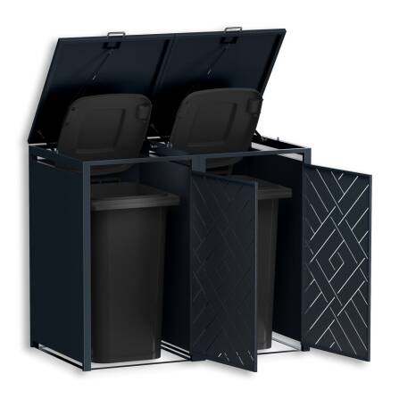 Metzler Cache-poubelles | Deux portes | Inoxydable et massif | 240l | RAL7016 Gris Anthracite mat