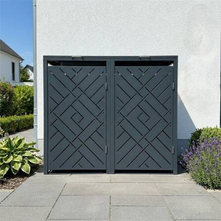 Metzler Cache-poubelles | Deux portes | Inoxydable et massif | 240l | RAL7016 Gris Anthracite mat